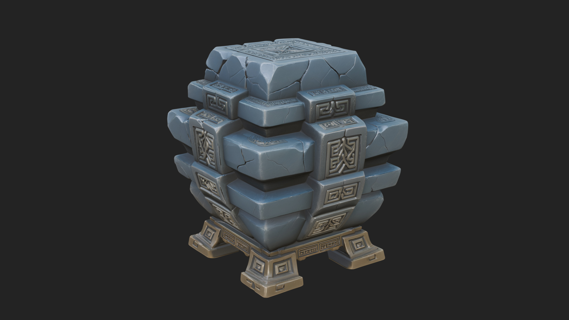 Carved Rune Stone Stack Model Design 1 3D Print Model 3D Model