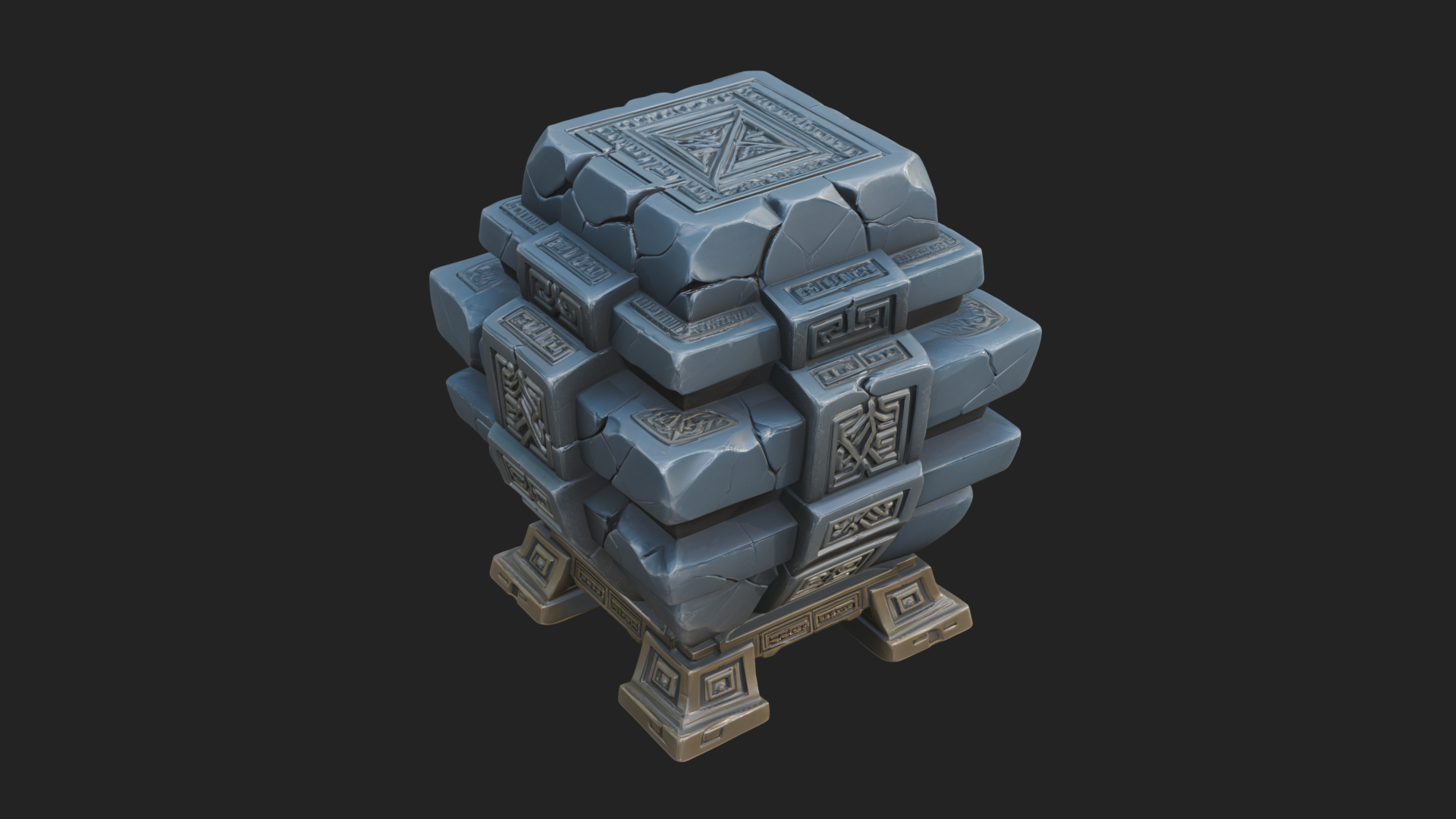 Carved Rune Stone Stack Model Design 1 3D Print Model 3D Model