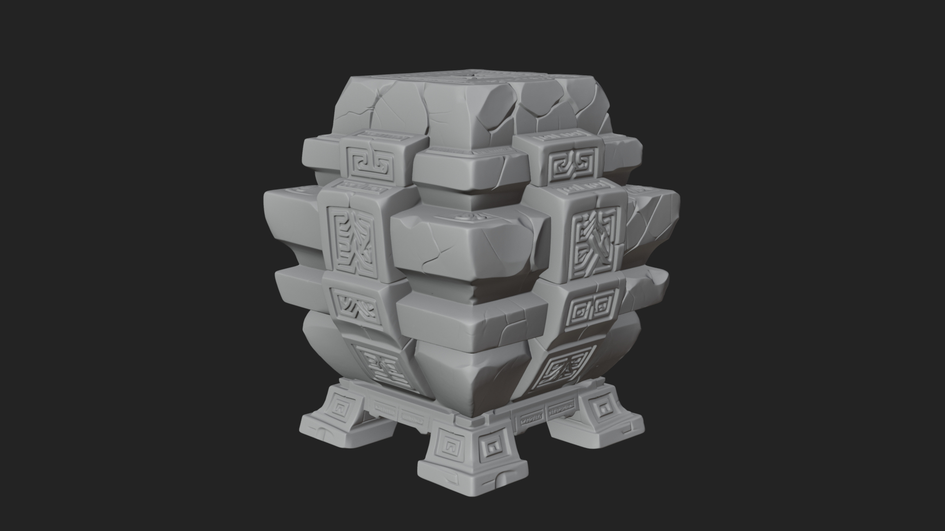 Carved Rune Stone Stack Model Design 1 3D Print Model 3D Model
