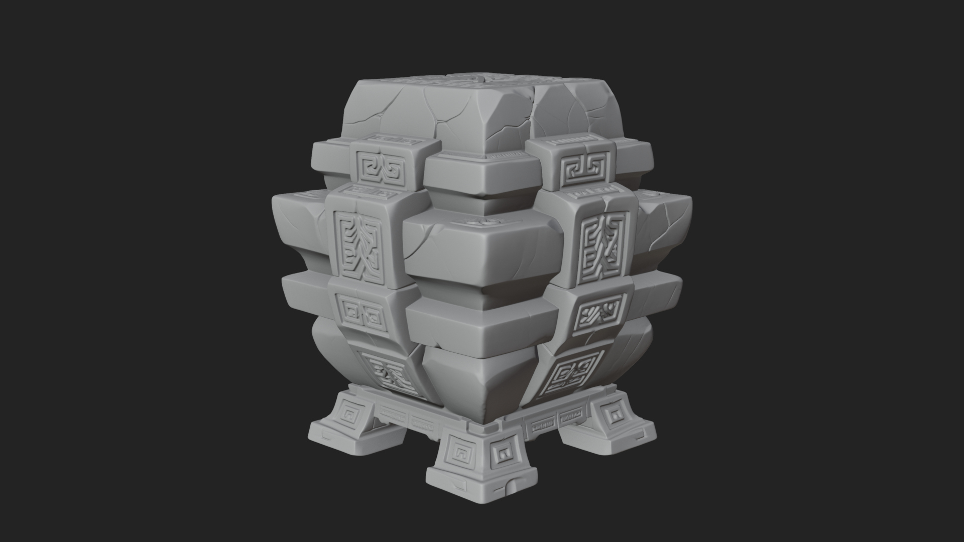 Carved Rune Stone Stack Model Design 1 3D Print Model 3D Model