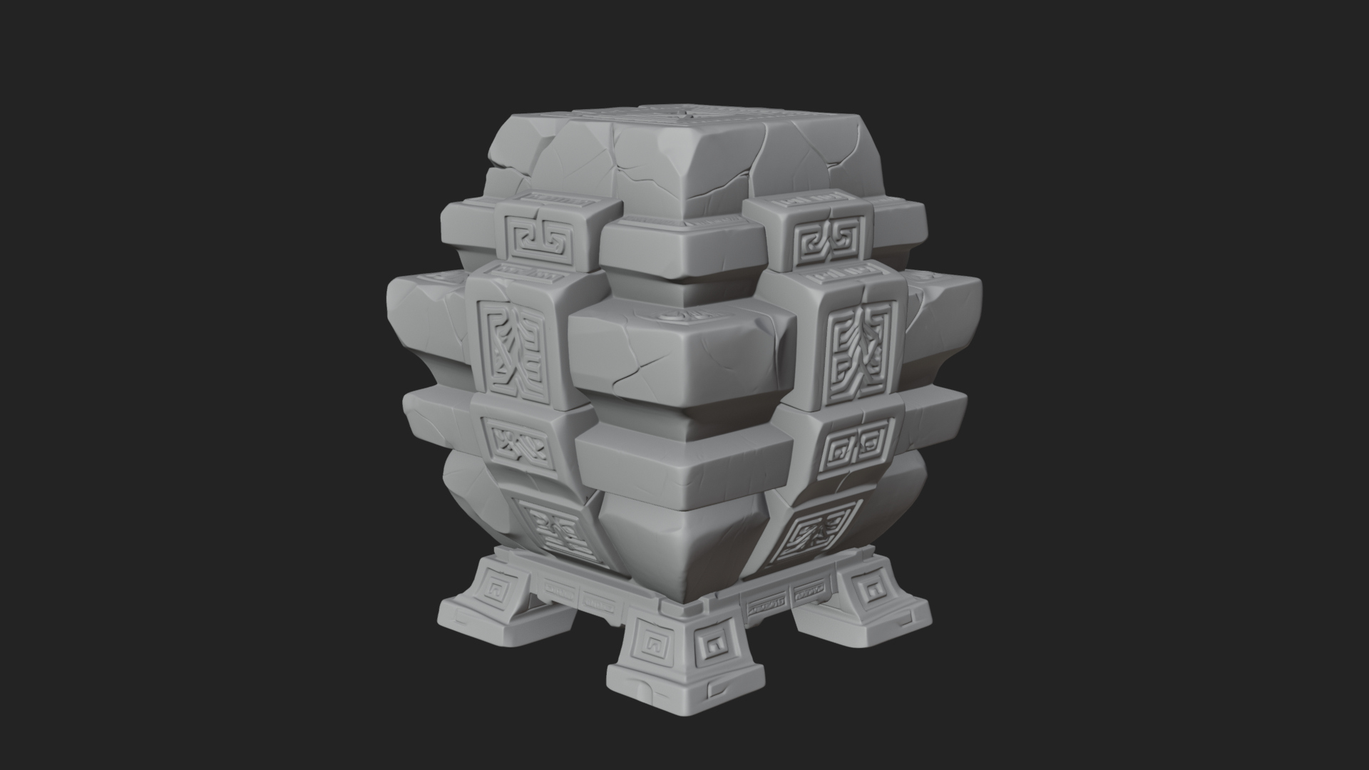 Carved Rune Stone Stack Model Design 1 3D Print Model 3D Model