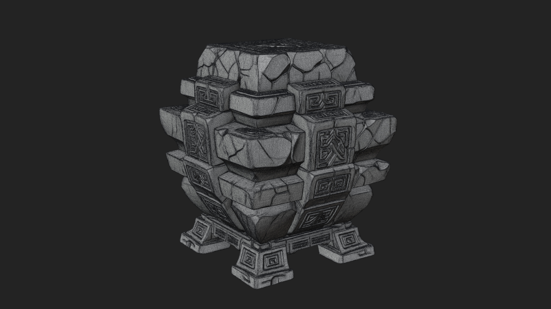 Carved Rune Stone Stack Model Design 1 3D Print Model 3D Model