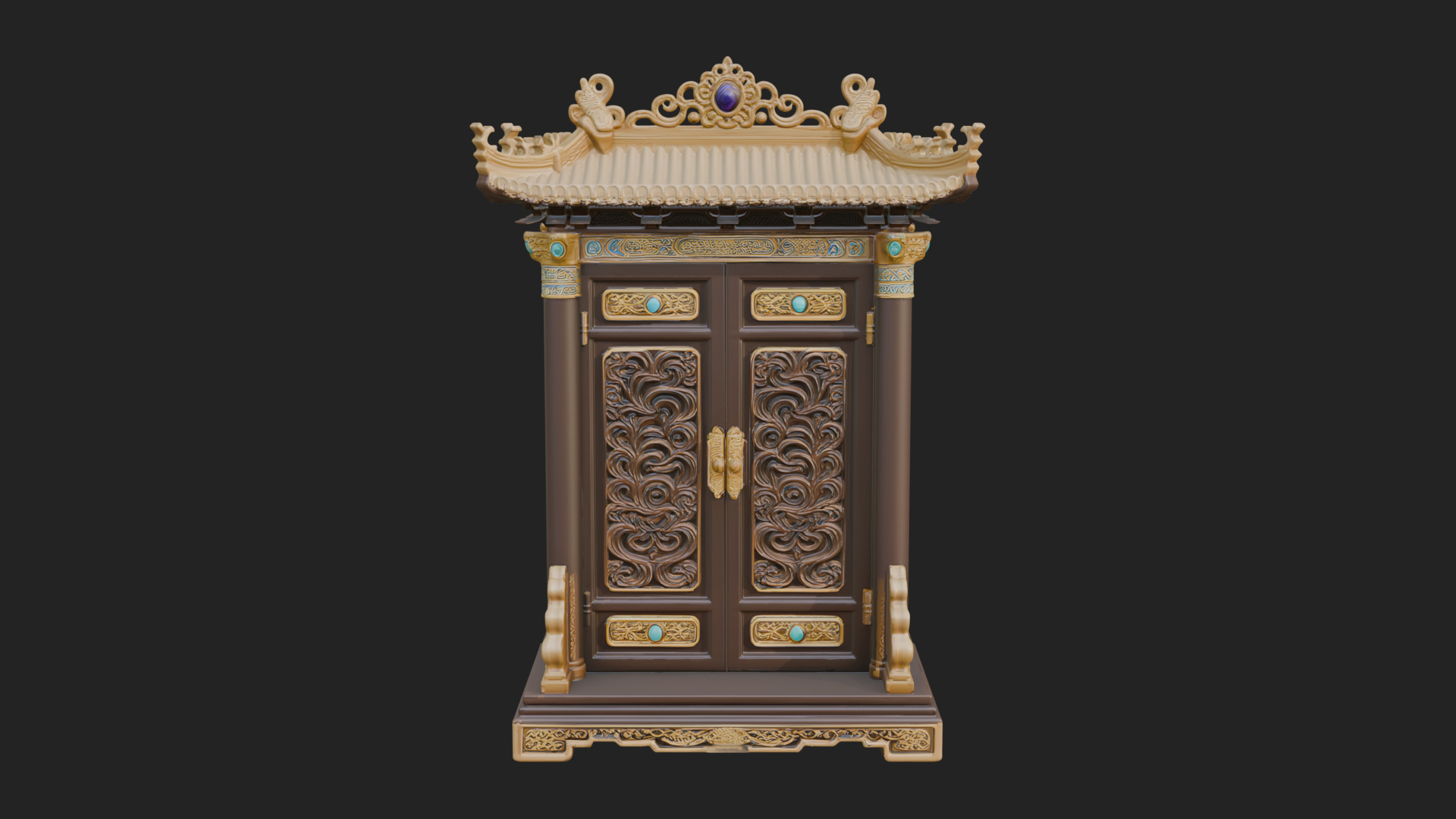 Carved Shrine Cabinet Model Design 1 3D Print Model 3D Model