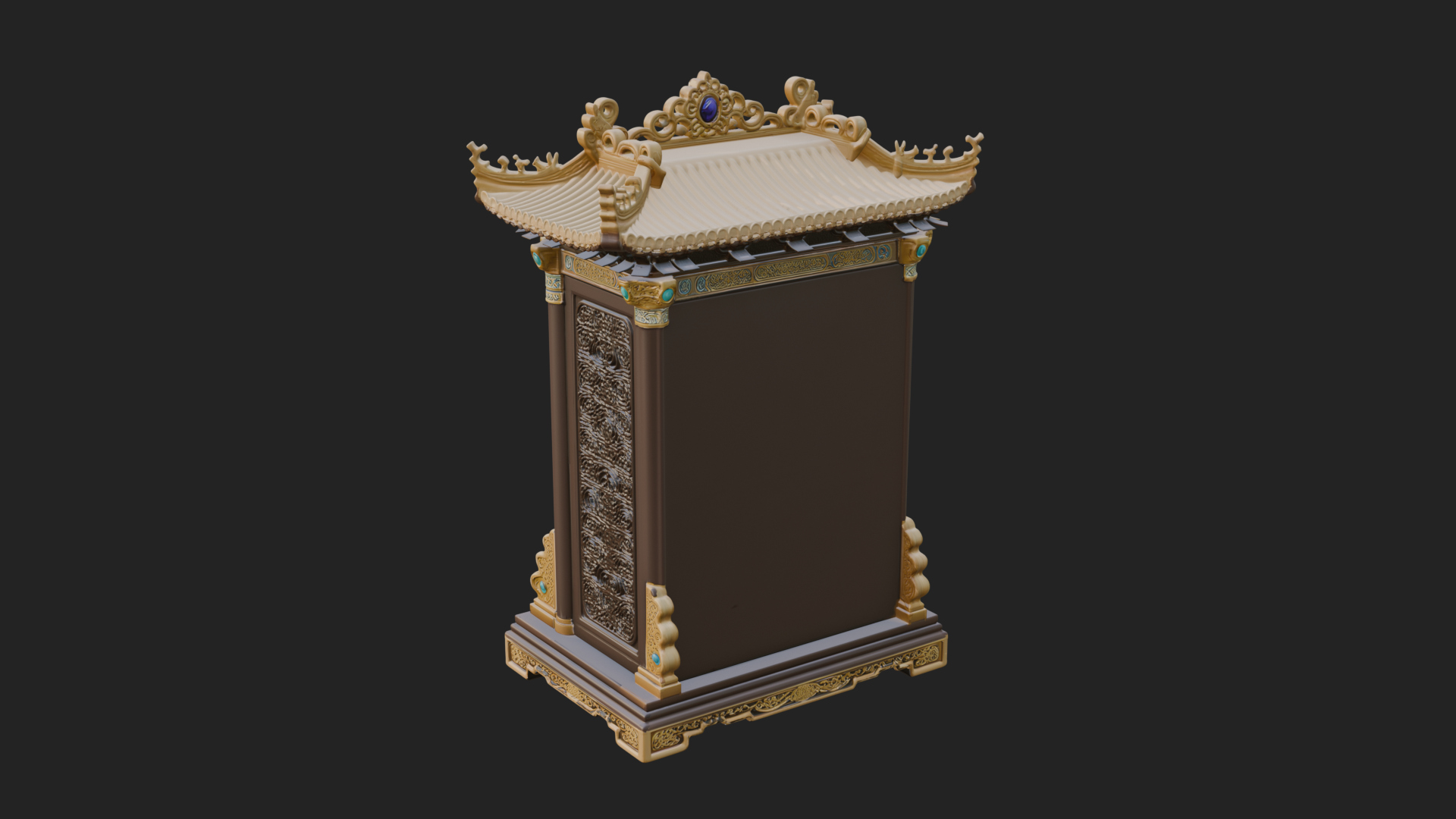 Carved Shrine Cabinet Model Design 1 3D Print Model 3D Model