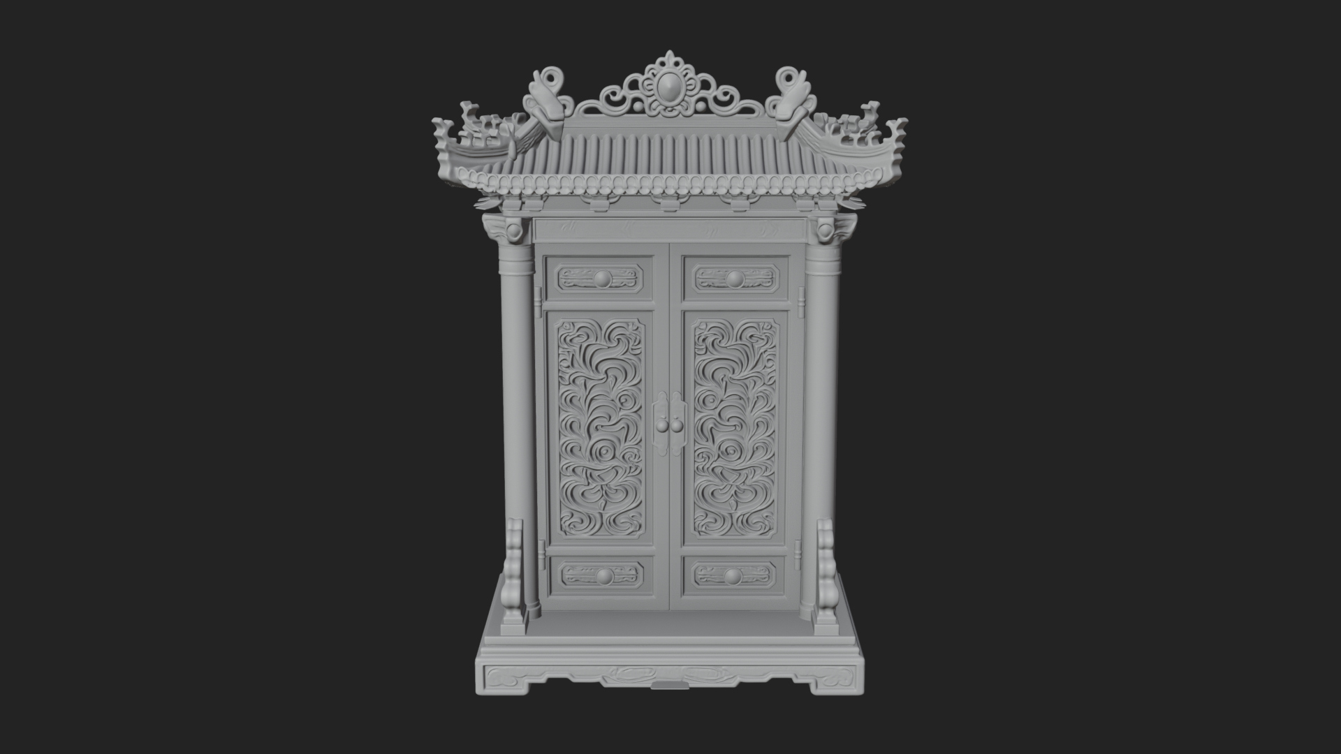 Carved Shrine Cabinet Model Design 1 3D Print Model 3D Model
