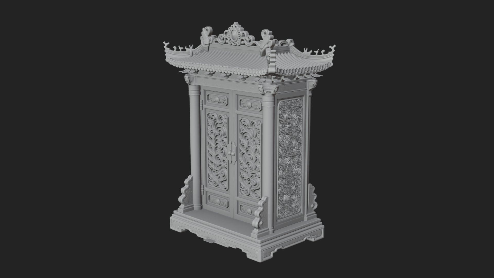 Carved Shrine Cabinet Model Design 1 3D Print Model 3D Model