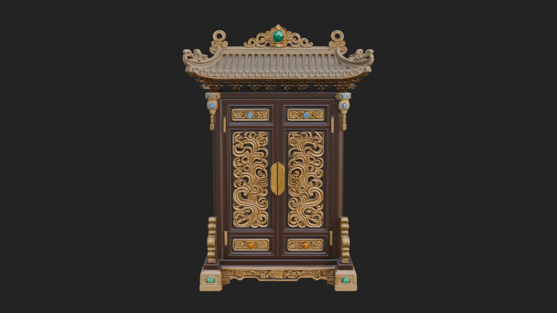 Carved Shrine Cabinet Model Design 2 3D Print Model 3D Model