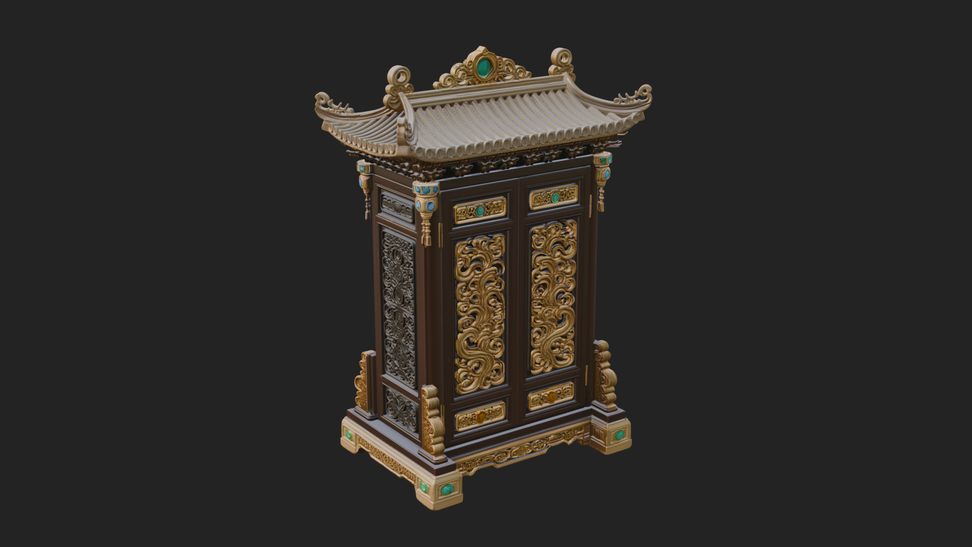 Carved Shrine Cabinet Model Design 2 3D Print Model 3D Model