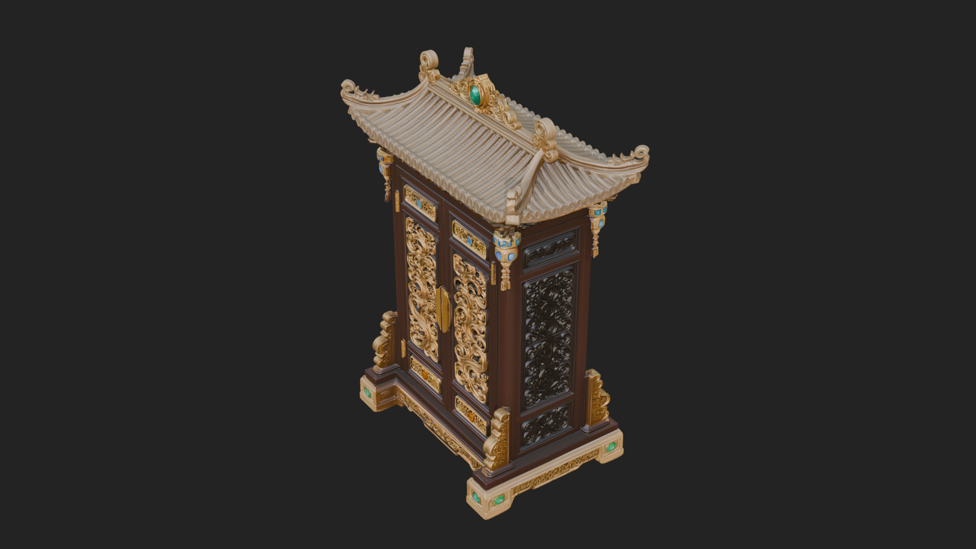 Carved Shrine Cabinet Model Design 2 3D Print Model 3D Model