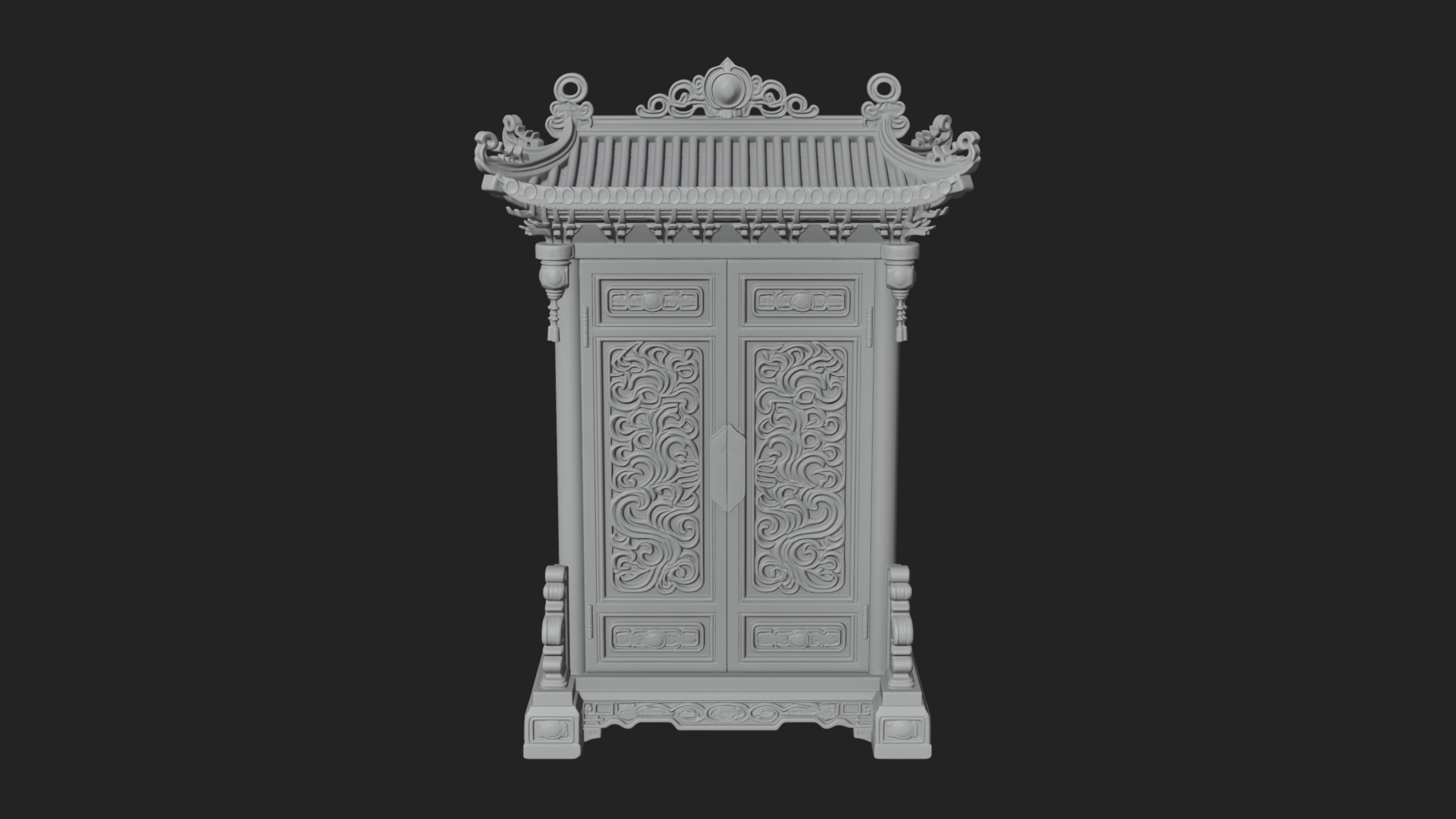 Carved Shrine Cabinet Model Design 2 3D Print Model 3D Model
