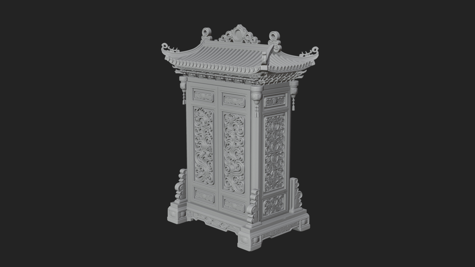 Carved Shrine Cabinet Model Design 2 3D Print Model 3D Model