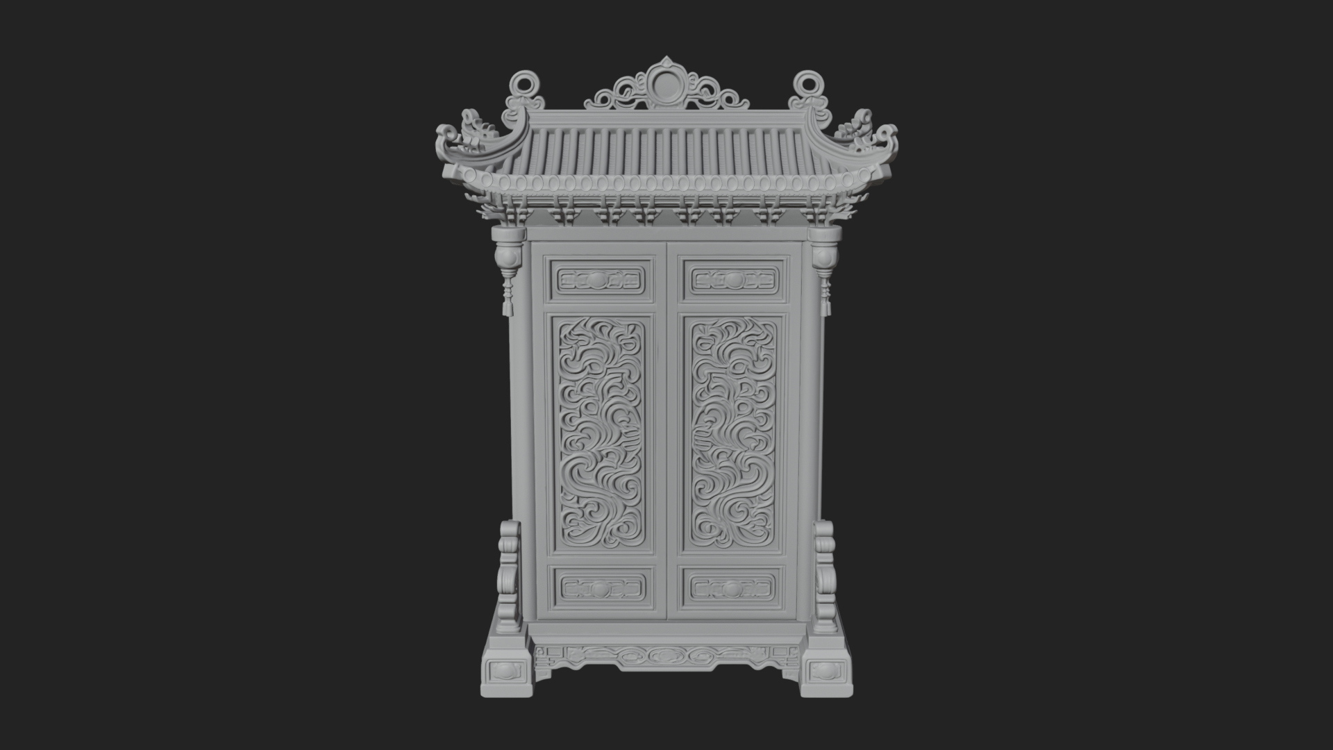 Carved Shrine Cabinet Model Design 2 3D Print Model 3D Model