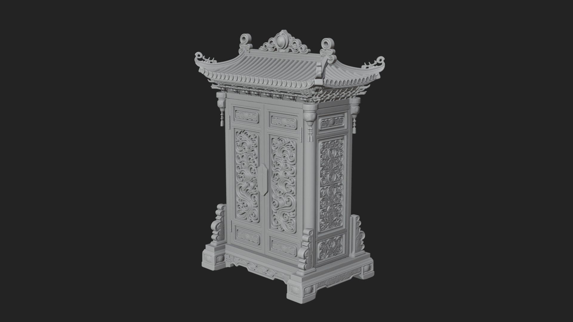 Carved Shrine Cabinet Model Design 2 3D Print Model 3D Model