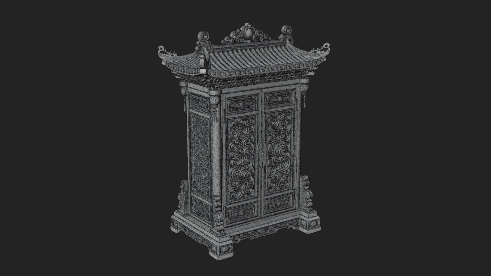 Carved Shrine Cabinet Model Design 2 3D Print Model 3D Model