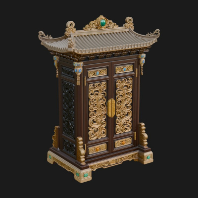 Carved Shrine Cabinet Model Design 2 3D Print Model