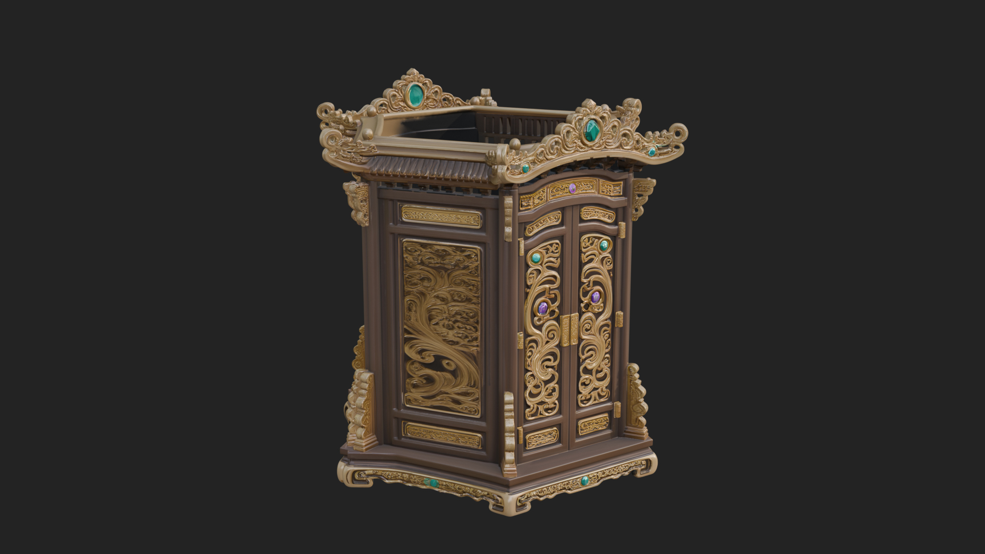 Carved Shrine Cabinet Model Design 3 3D Print Model 3D Model