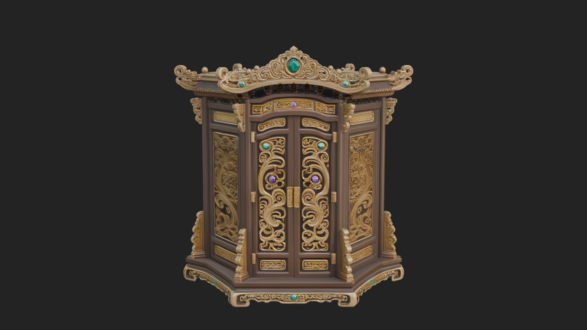 Carved Shrine Cabinet Model Design 3 3D Print Model 3D Model