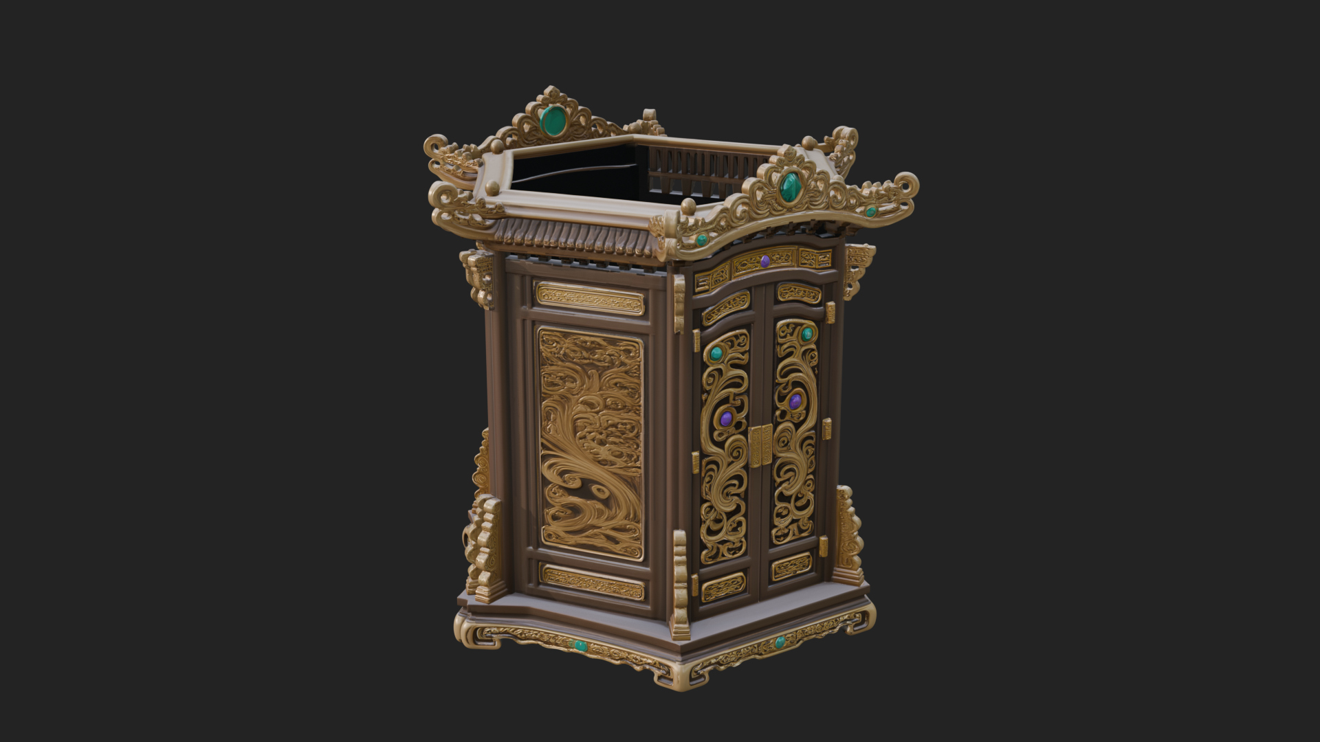 Carved Shrine Cabinet Model Design 3 3D Print Model 3D Model