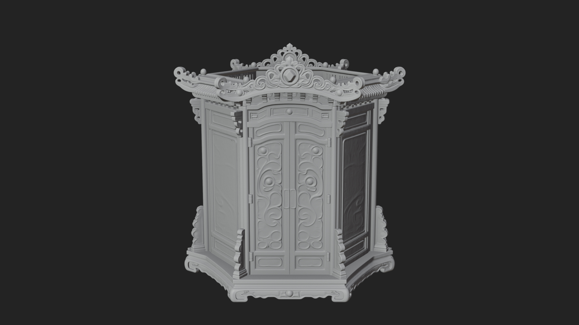 Carved Shrine Cabinet Model Design 3 3D Print Model 3D Model