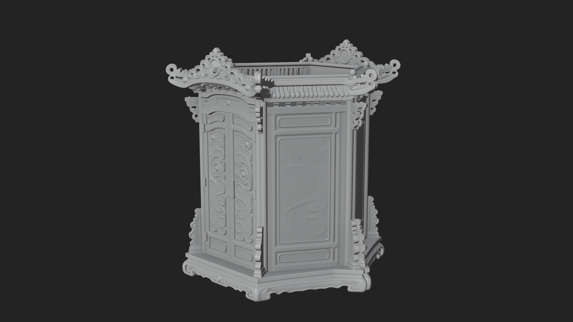 Carved Shrine Cabinet Model Design 3 3D Print Model 3D Model