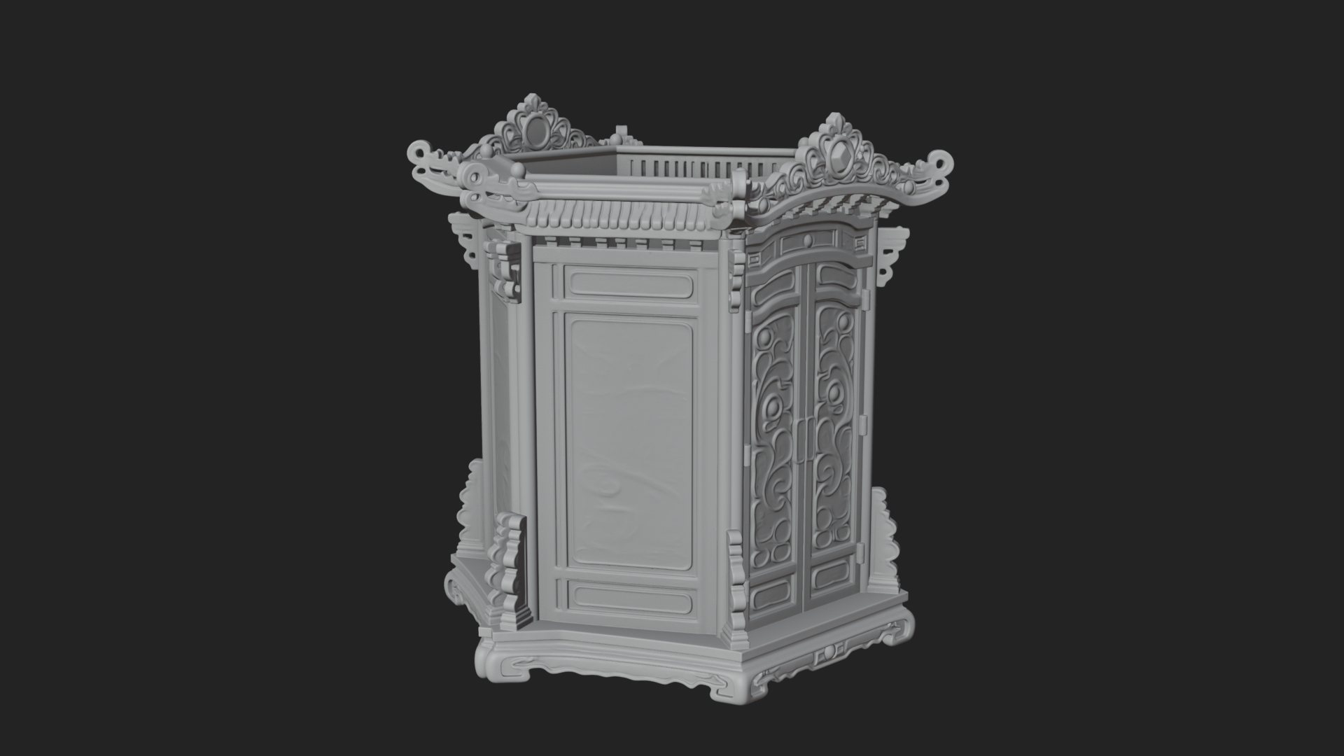 Carved Shrine Cabinet Model Design 3 3D Print Model 3D Model