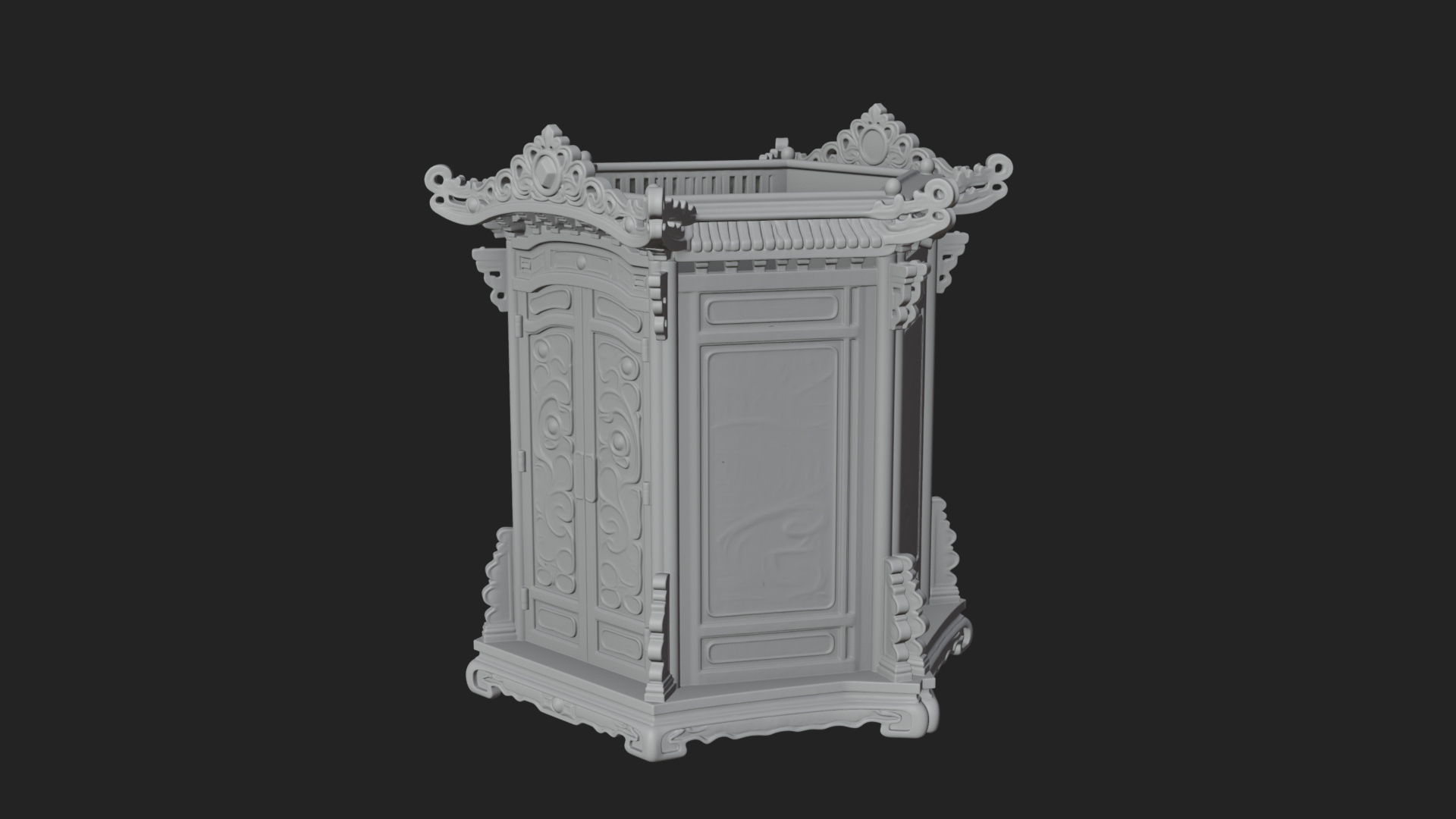 Carved Shrine Cabinet Model Design 3 3D Print Model 3D Model