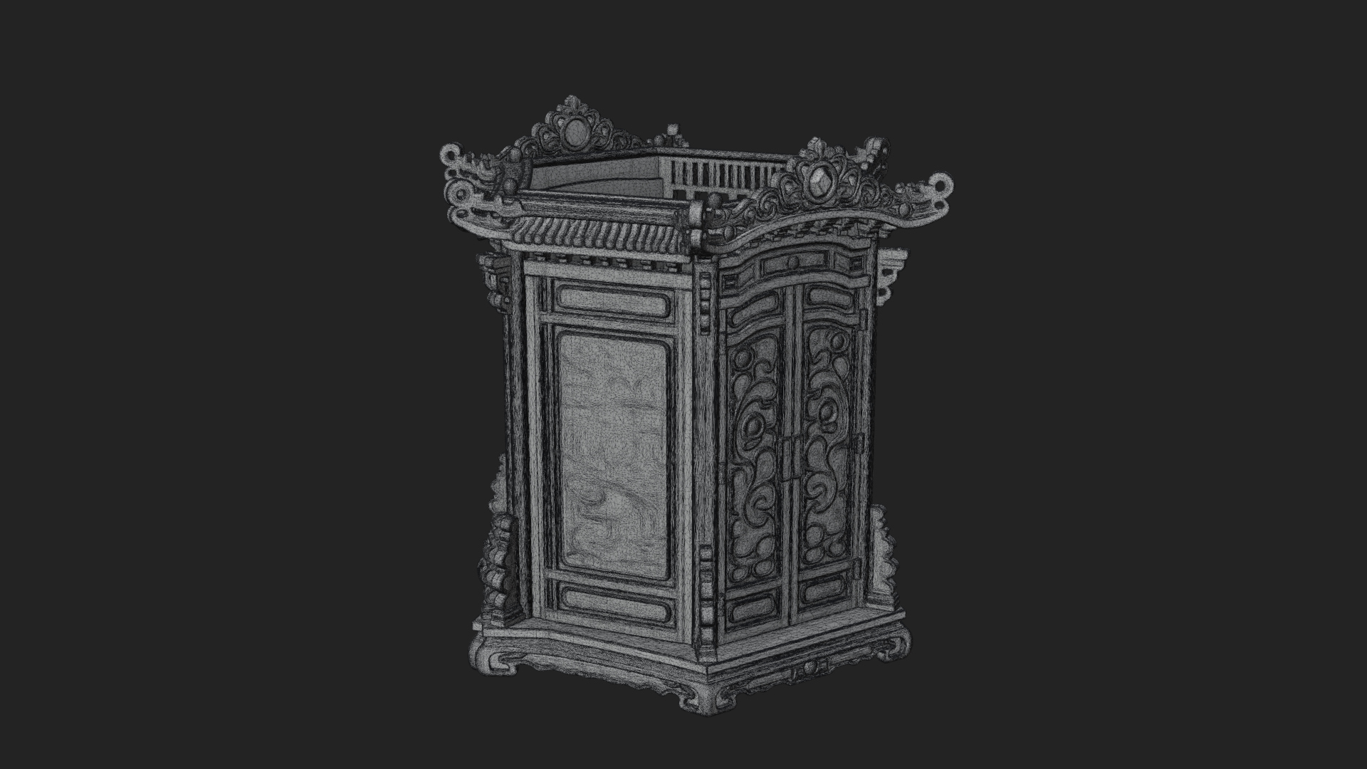 Carved Shrine Cabinet Model Design 3 3D Print Model 3D Model