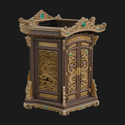 Carved Shrine Cabinet Model Design 3 3D Print Model
