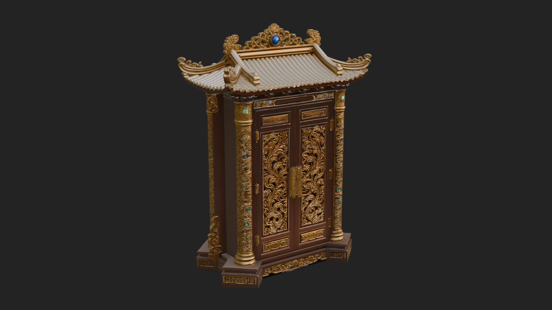 Carved Shrine Cabinet Model Design 4 3D Print Model 3D Model