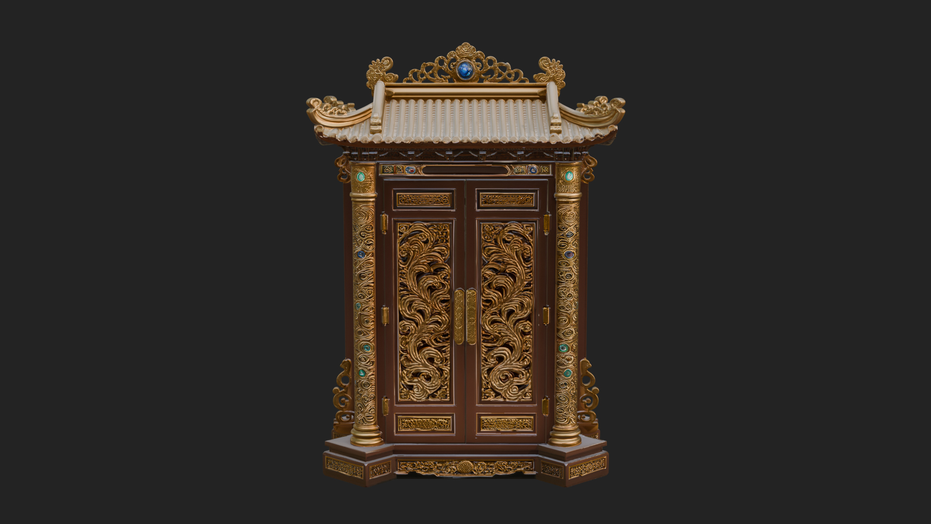 Carved Shrine Cabinet Model Design 4 3D Print Model 3D Model