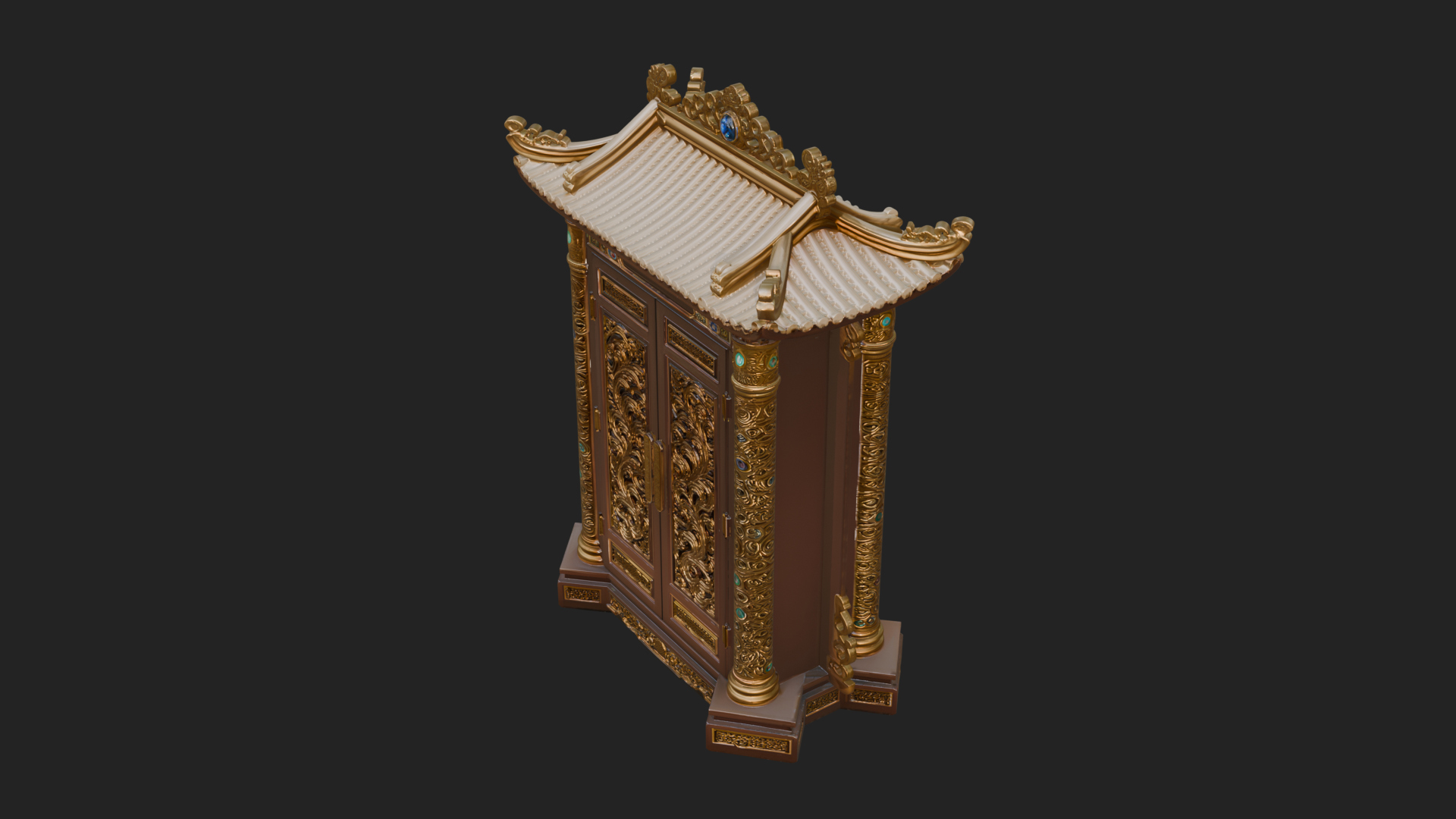 Carved Shrine Cabinet Model Design 4 3D Print Model 3D Model