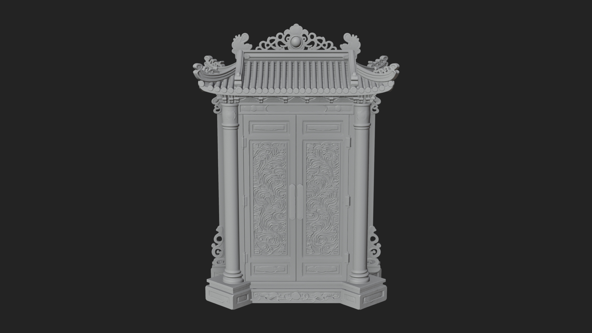 Carved Shrine Cabinet Model Design 4 3D Print Model 3D Model