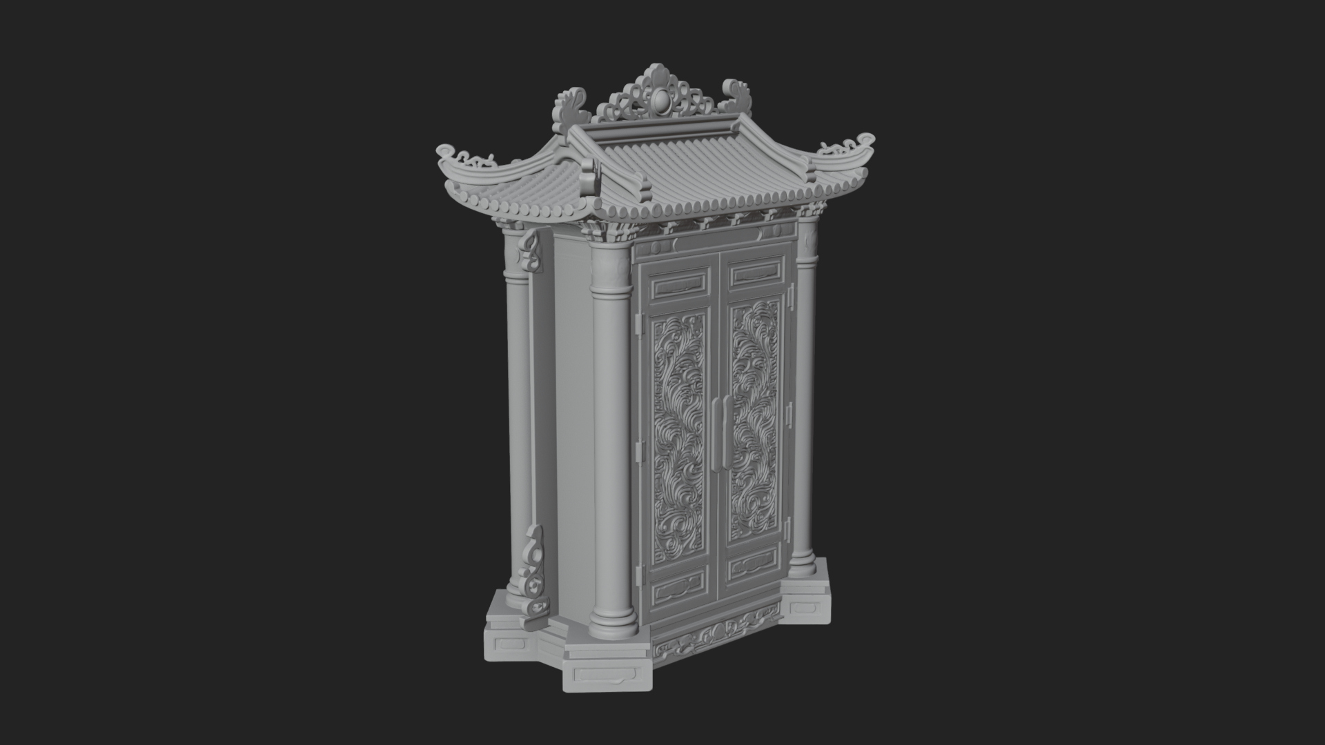 Carved Shrine Cabinet Model Design 4 3D Print Model 3D Model