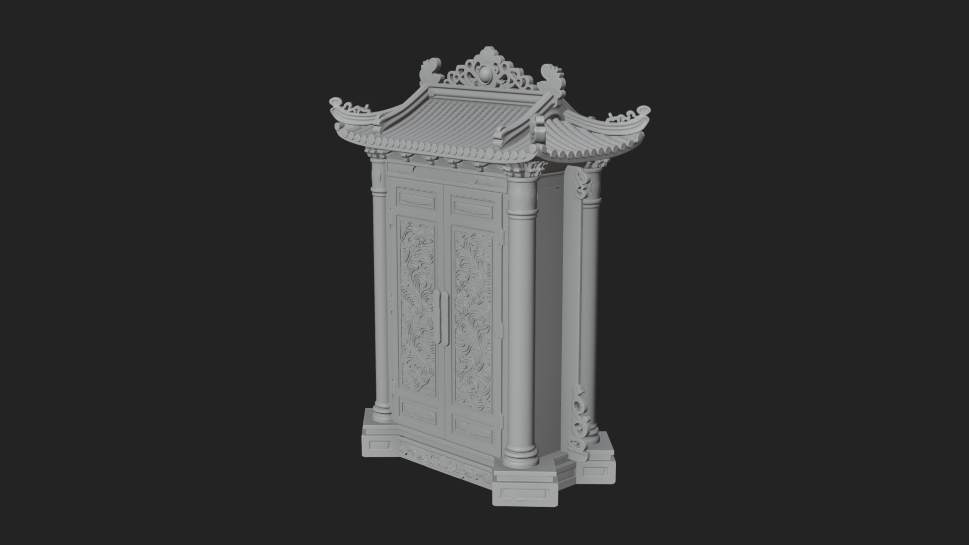 Carved Shrine Cabinet Model Design 4 3D Print Model 3D Model