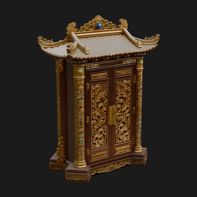 Carved Shrine Cabinet Model Design 4 3D Print Model