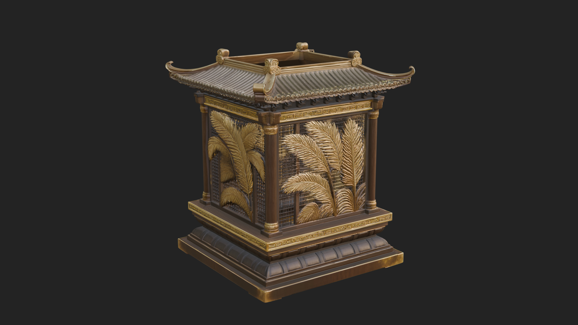 Carved Shrine Cabinet Model Design 5 3D Print Model 3D Model