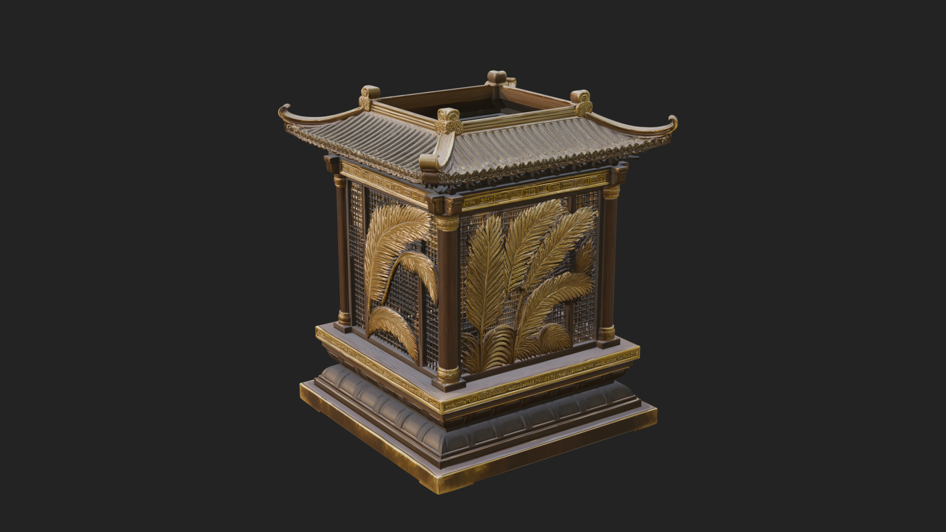 Carved Shrine Cabinet Model Design 5 3D Print Model 3D Model