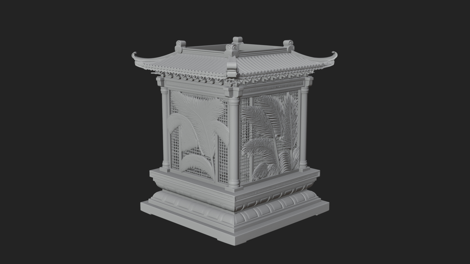 Carved Shrine Cabinet Model Design 5 3D Print Model 3D Model
