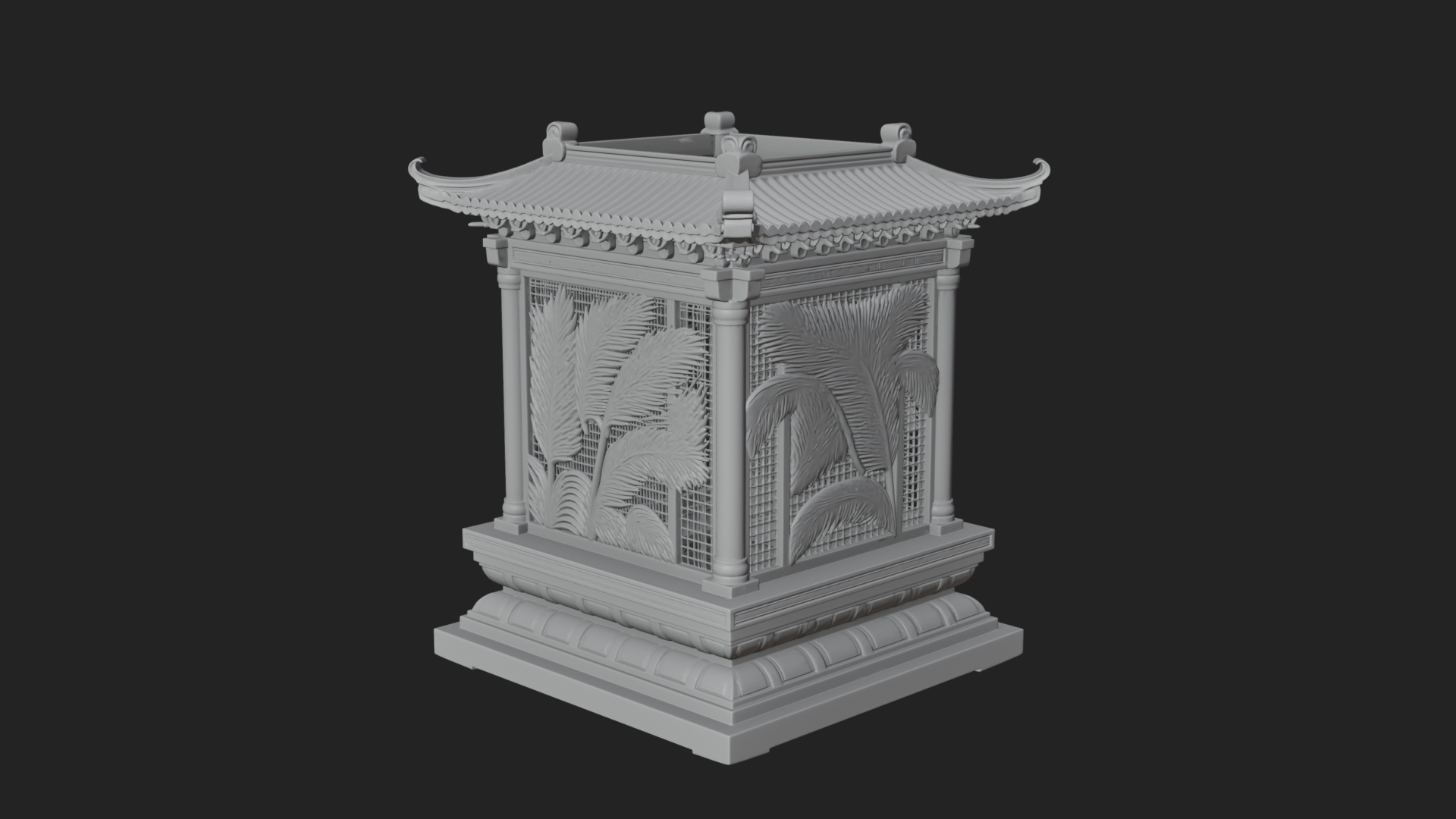 Carved Shrine Cabinet Model Design 5 3D Print Model 3D Model