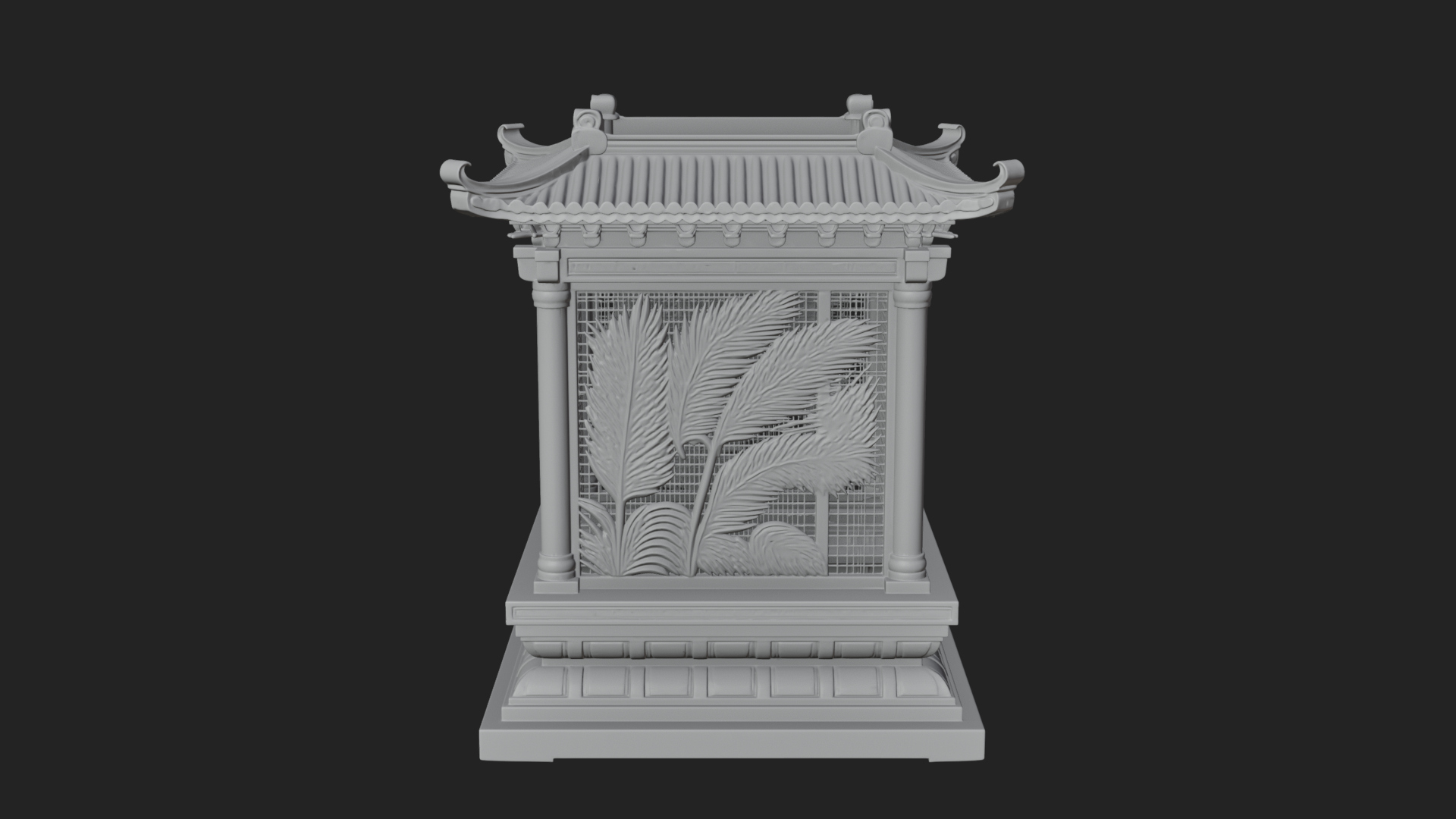 Carved Shrine Cabinet Model Design 5 3D Print Model 3D Model