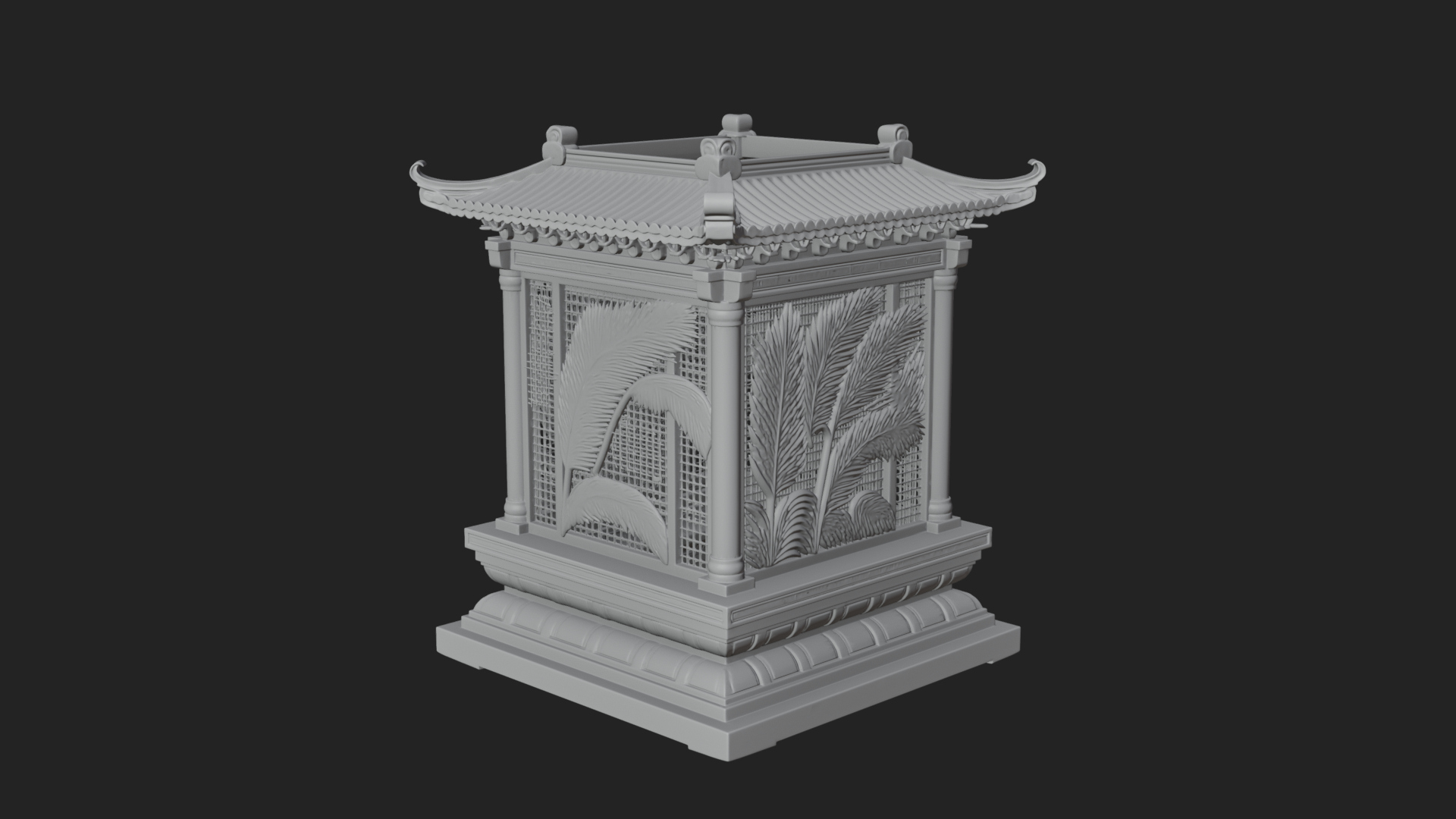 Carved Shrine Cabinet Model Design 5 3D Print Model 3D Model