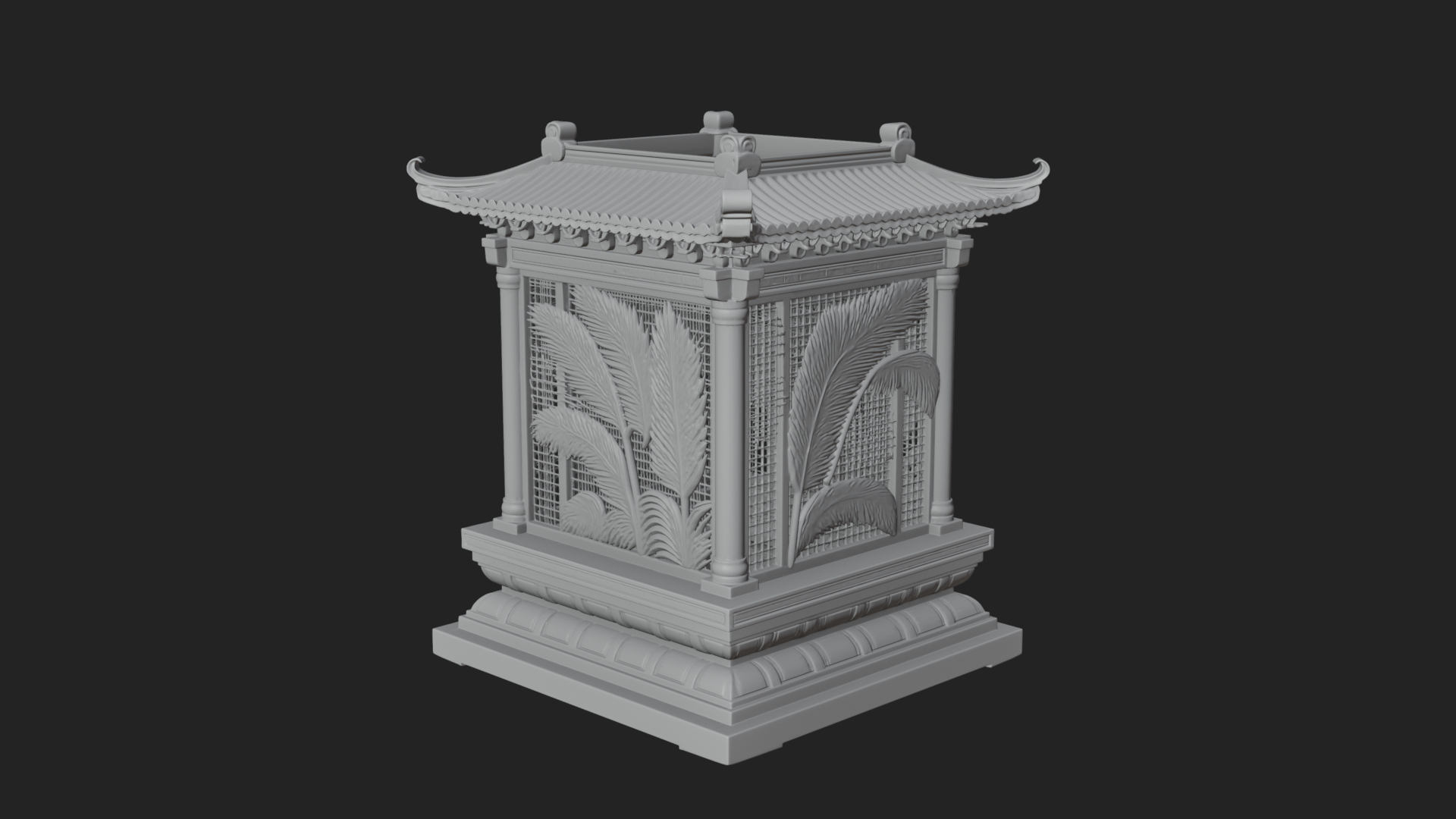Carved Shrine Cabinet Model Design 5 3D Print Model 3D Model