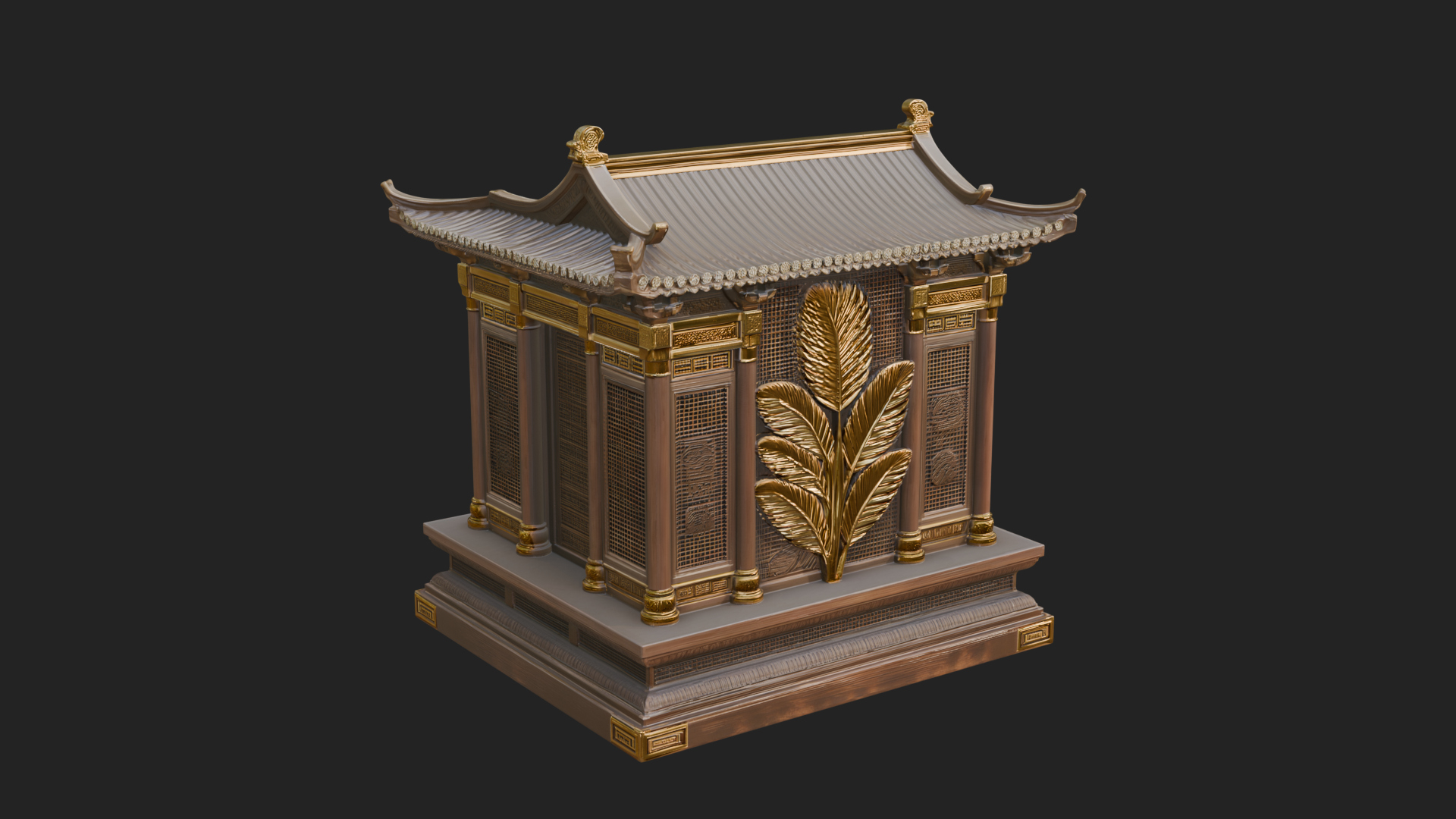 Carved Shrine Cabinet Model Design 6 3D Print Model 3D Model