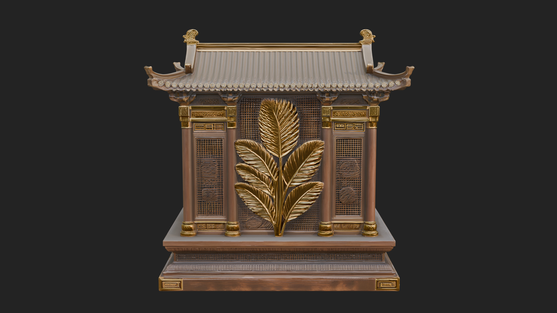 Carved Shrine Cabinet Model Design 6 3D Print Model 3D Model