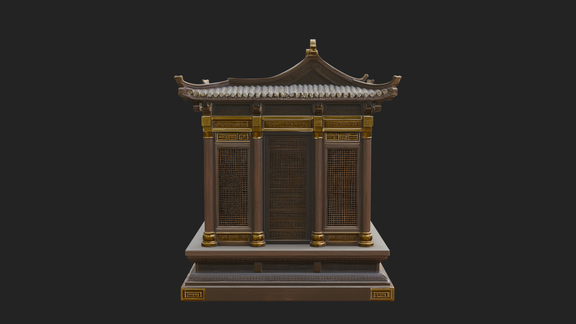 Carved Shrine Cabinet Model Design 6 3D Print Model 3D Model