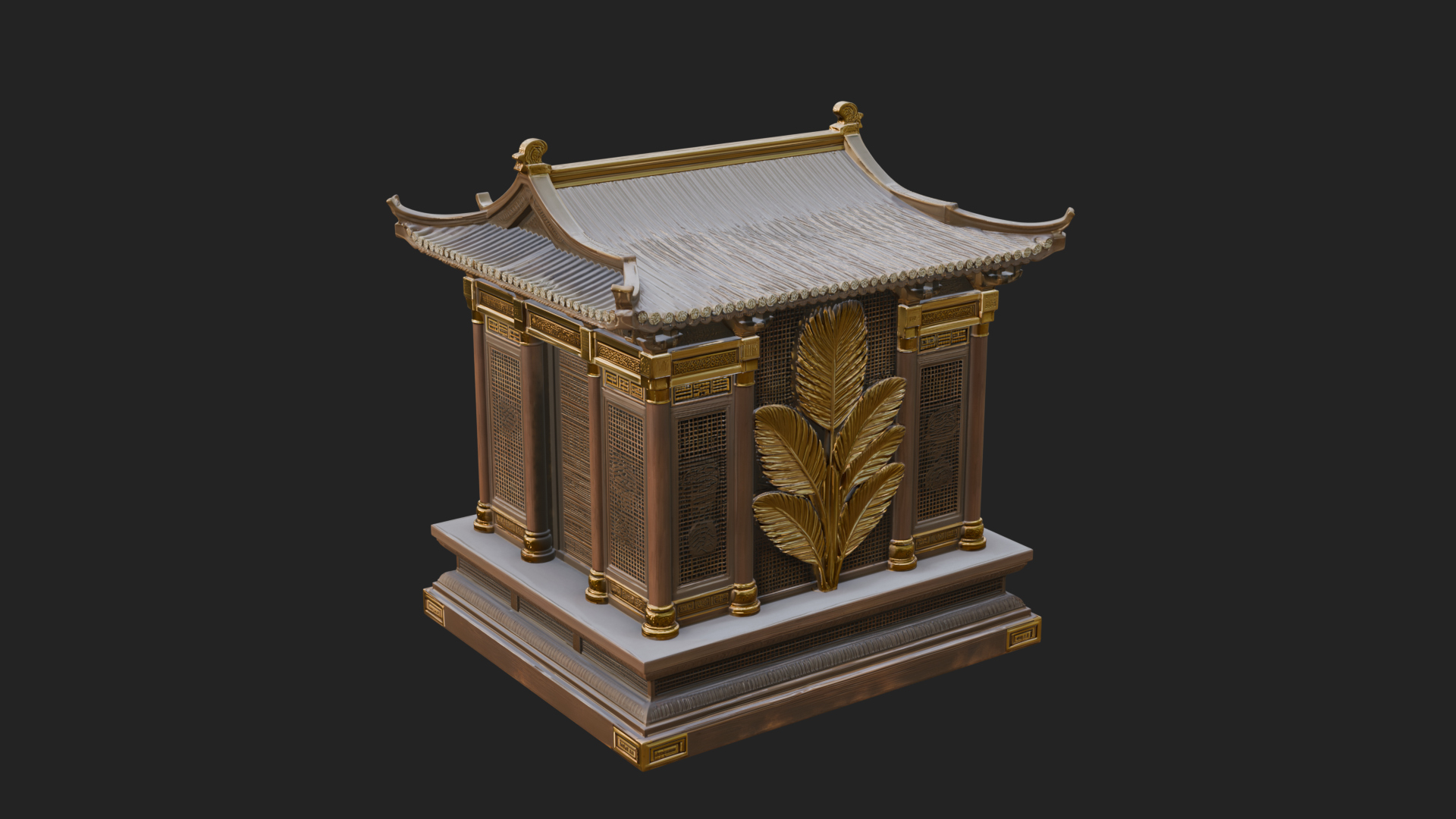 Carved Shrine Cabinet Model Design 6 3D Print Model 3D Model