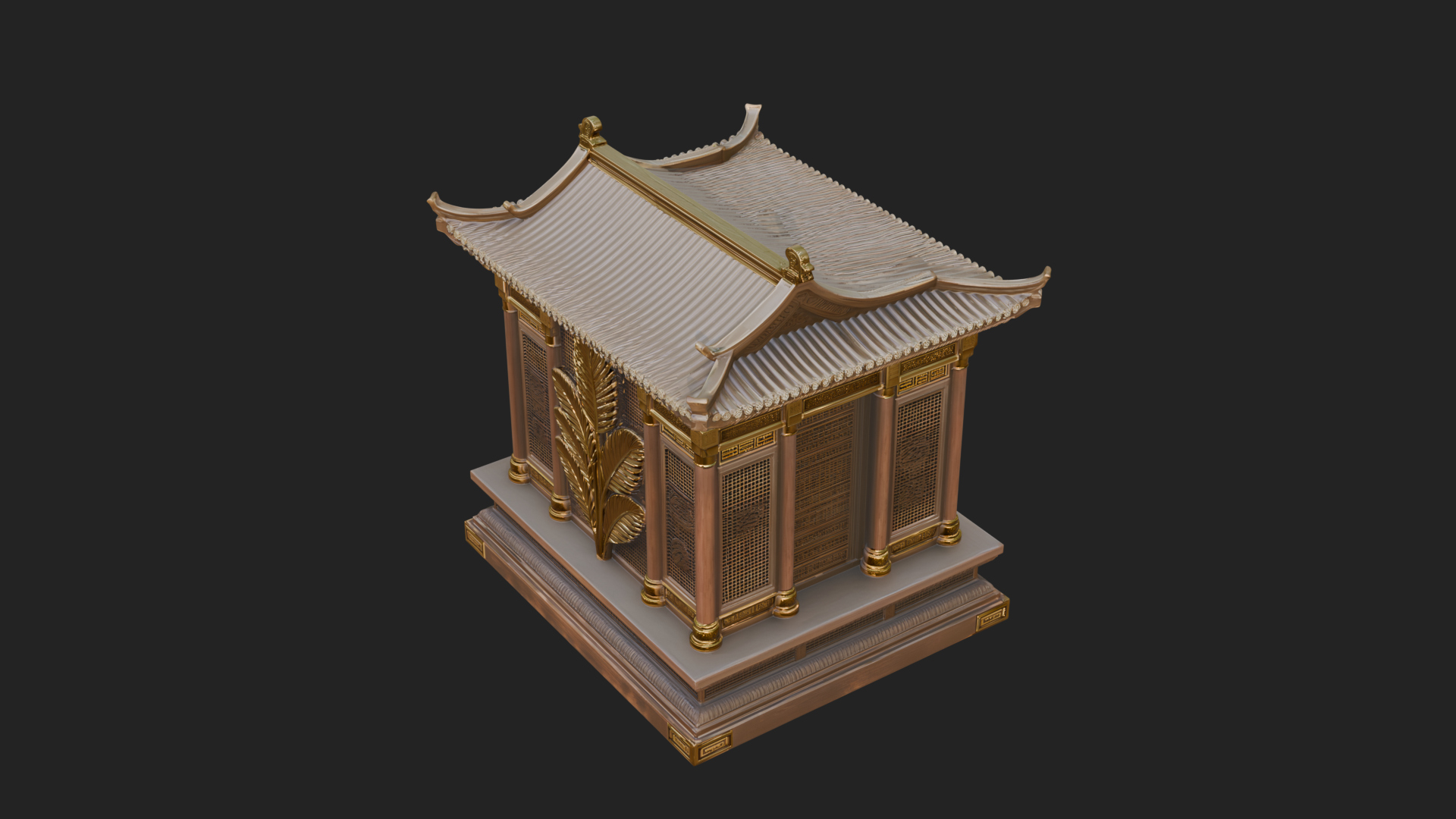 Carved Shrine Cabinet Model Design 6 3D Print Model 3D Model