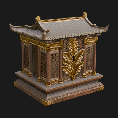 Carved Shrine Cabinet Model Design 6 3D Print Model