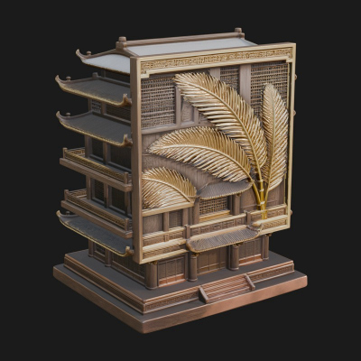 Carved Shrine Cabinet Model Design 7 3D Print Model