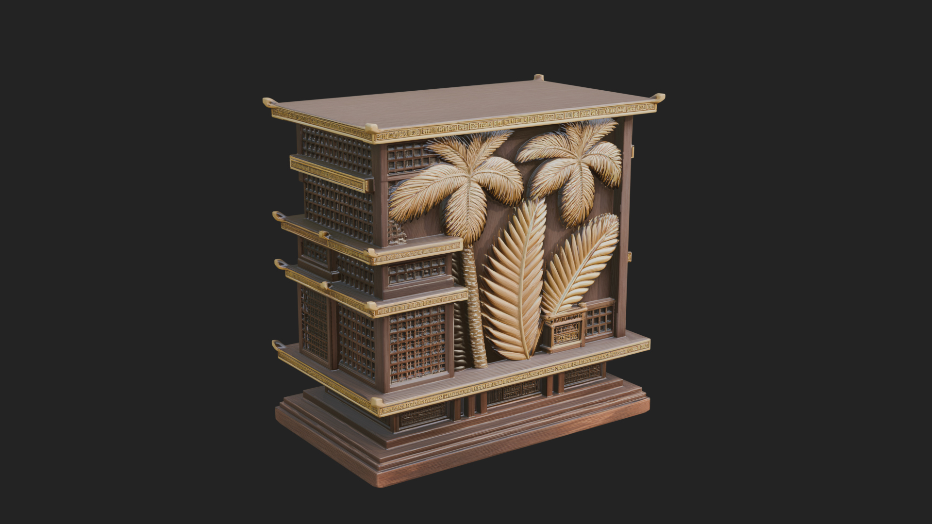 Carved Shrine Cabinet Model Design 8 3D Print Model 3D Model